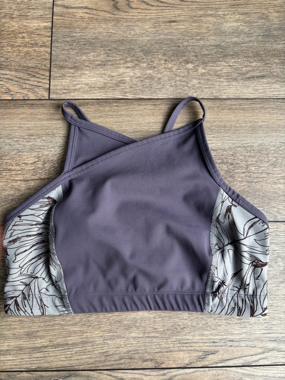 Free People Movement Purple Lilac Flowers High Neck Sports Bra Sz Small